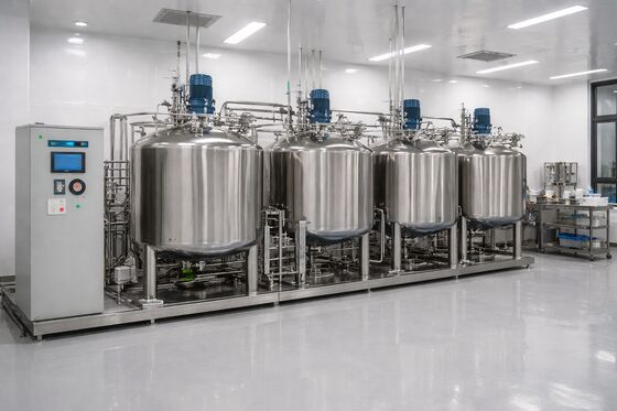 Hệ thống chuẩn bị dung dịch dược phẩm 500L với bồn SS316L (Thiết kế GMP, Đánh bóng gương Ra≤0.4μm)