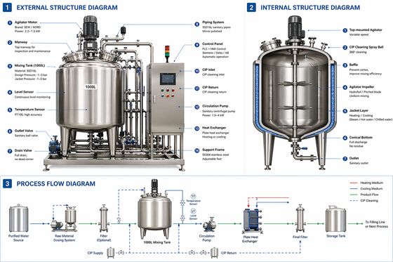 Liquid Preparation System 2000L with SS316L Tank (Heating & Cooling Jacket, PLC Automation)