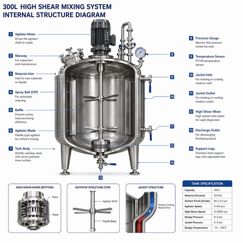 Hệ thống chuẩn bị dung dịch sinh học 1000L với bình SS316L (Tiêu chuẩn GMP, điều khiển màn hình cảm ứng)